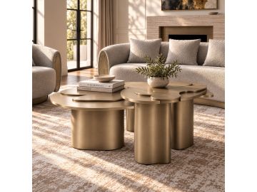 Glimpse - Modern Antique Brass Nesting Coffee Table Set