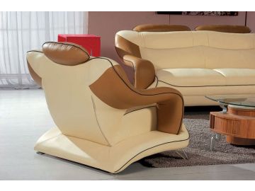 7055 Modern Cream and Camel leather living room set