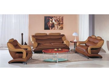 7055 Modern Dark Brown and Light Brown Leather Sofa Set