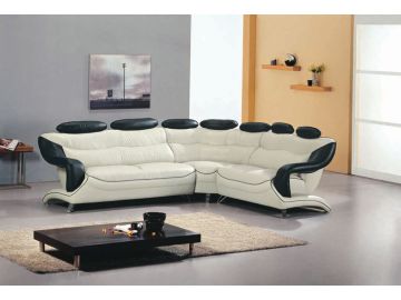 7066 Modern Leather Sectional w/ Ottoman