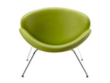 Anais Mid-Century Green Leatherette Accent Chair
