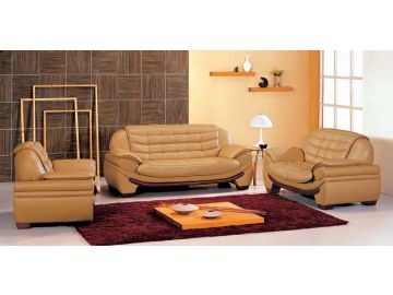 7174 Contemporary Camel Leather Sofa Set