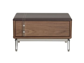 Nova Domus Ria Contemporary Brown Eco-Leather & Walnut Nightstand