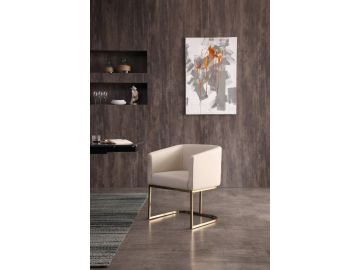 Yukon - Modern Beige Bonded and Antique Brass Dining Chair