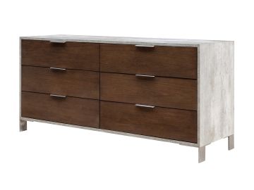 Conner Modern Dark Walnut & Faux Concrete Dresser