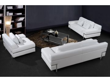 Clef Modern White Leather Sofa Set