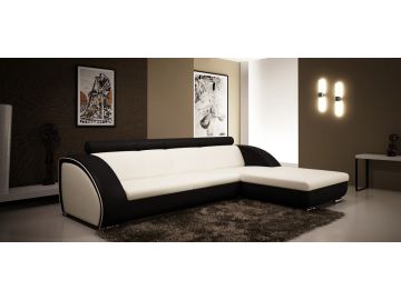 7393 Modern Orange And White Leather Sectional Sofa