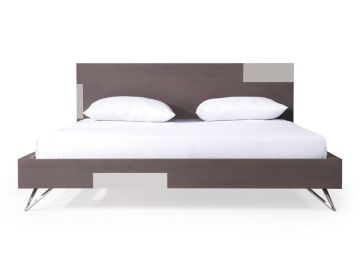 Nicola Modern Grey Oak & Stainless Steel Bed