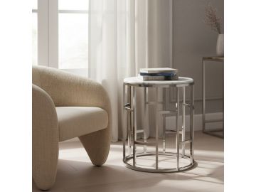 Silvan Modern Marble & Stainless Steel End Table