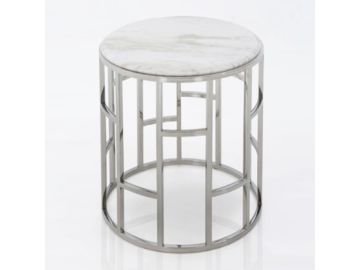 Silvan Modern Marble & Stainless Steel End Table
