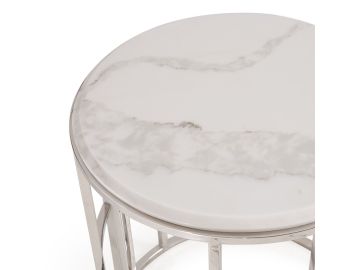 Silvan Modern Marble & Stainless Steel End Table