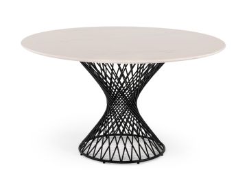 Joyce Modern Round White Cultured Marble Dining Table