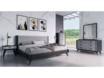 Panther Contemporary Grey & Black Bedroom Set
