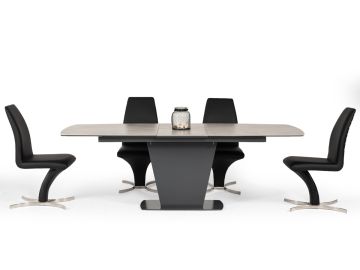 Curtis Modern Grey Ceramic Extendable Dining Table