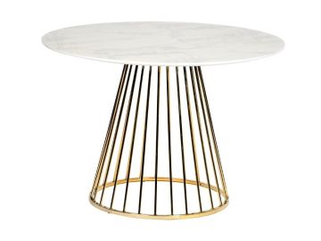 Holly Modern White & Gold Round Dining Table