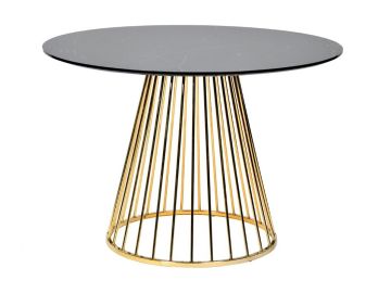 Holly Modern Black & Gold Round Dining Table