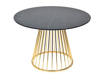 Holly Modern Black & Gold Round Dining Table