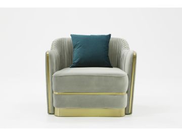 Ardine Modern Grey Velvet & Gold Lounge Chair