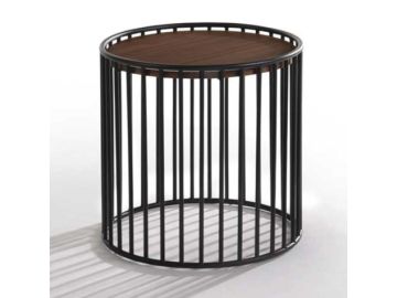 Bronson Modern Walnut & Black Round Tea Table