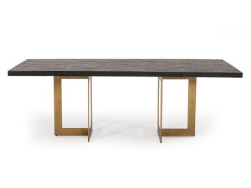 Cheryl Modern Black Acacia & Antique Brass Dining Table