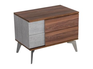 Palermo - Modern Italian Faux Concrete & Walnut Nightstand