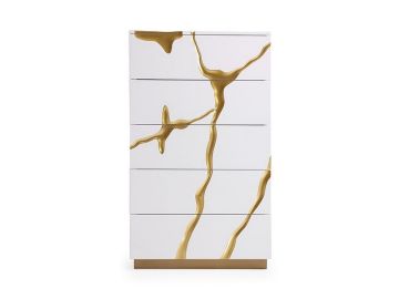 Aspen Modern White & Gold Chest