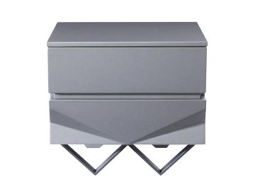 Duke Modern Grey & Black Gun Chrome Nightstand