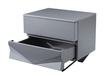 Duke Modern Grey & Black Gun Chrome Nightstand