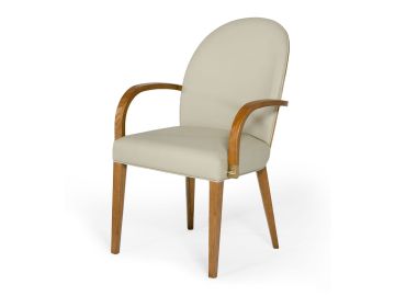 Rexford Modern Beige & Walnut Dining Armchair