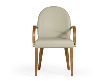 Rexford Modern Beige & Walnut Dining Armchair