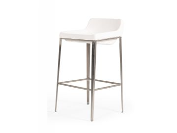 Adhil - Modern White Leatherette Bar Stool