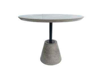 Nathrop - Modern Grey Concrete & Black Metal Round Dining Table