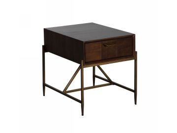 Shane - Modern Acacia & Brass End Table
