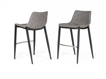 Jane - Modern Grey & Black Counter Stool (Set of 2)