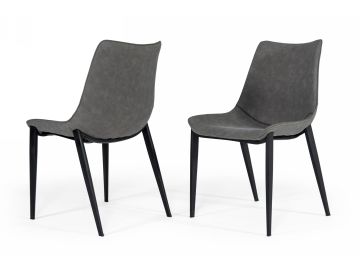 Frasier - Modern Grey Eco-Leather Dining Chair (Set of 2 )