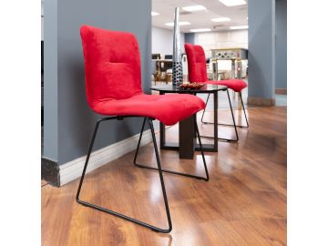 Yannis - Modern Red Fabric Dining Chair (Set of 2)
