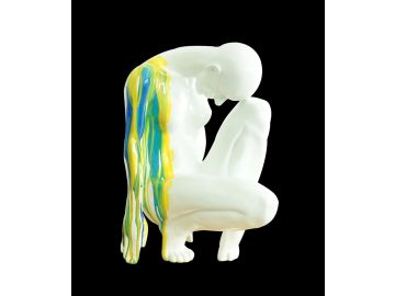 Modern Colorful Kneeling Sculpture
