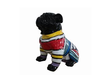 Modern Black & Colorful Sweater Pug Sculpture