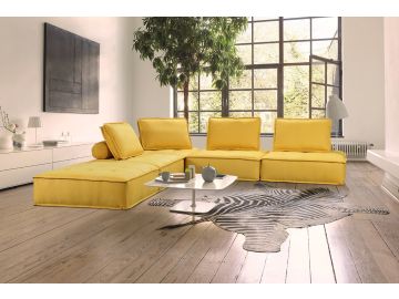 Nolden - Modern Yellow Fabric Sectional Sofa