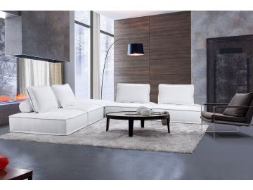 Nolden - Modern White Fabric Sectional Sofa