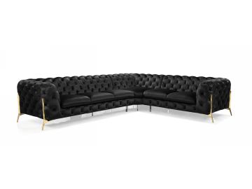 Sheila - Modern Black Velvet Sectional Sofa