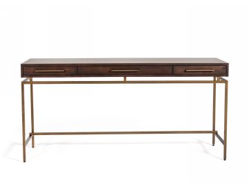 Nathan - Modern Acacia & Brass Office Desk