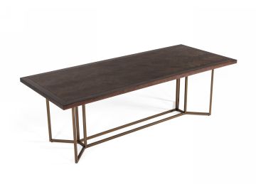 Nathan - Modern Acacia & Brass Dining Table
