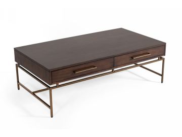 Nathan - Modern Acacia & Brass Coffee Table