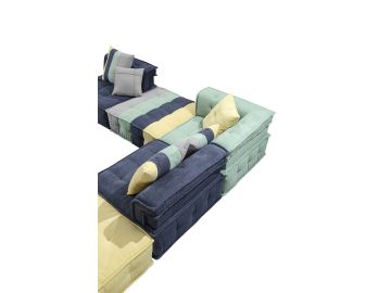 Dubai - Modern Multicolored Fabric Modular Sectional Sofa