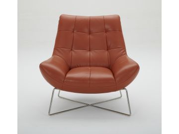Istra - Modern Orange Full Leather Lounge Chair