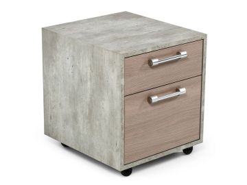 Boston Modern Brown Oak & Faux Concrete Office Small File Cabinet