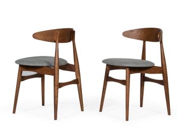 Prospect - Modern Grey Fabric & Walnut Dining Chair (Set of 2)