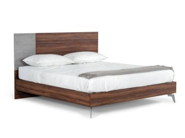 Palermo - Italian Modern Faux Concrete & Noce Bodrum 4-Piece Bedroom Set