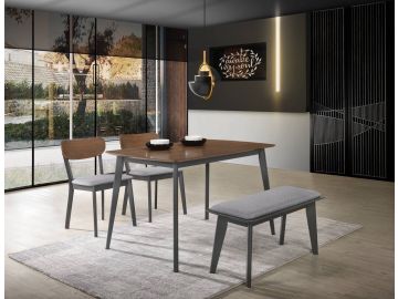 Lillian - Modern Walnut and Grey Dining Set
